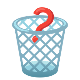 Red question mark and Wastebasket