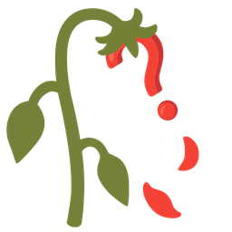 Red question mark and Wilted flower