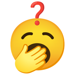 Red question mark and Yawning face