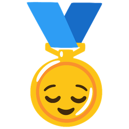 relieved face and 1st place medal