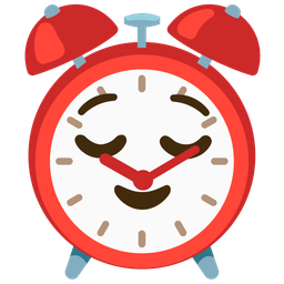 relieved face and alarm clock