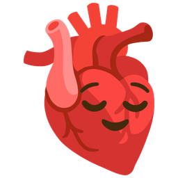 relieved face and anatomical heart