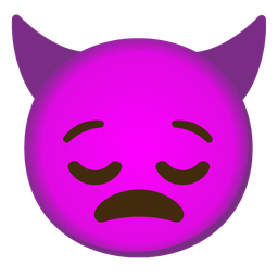 relieved face and angry face with horns