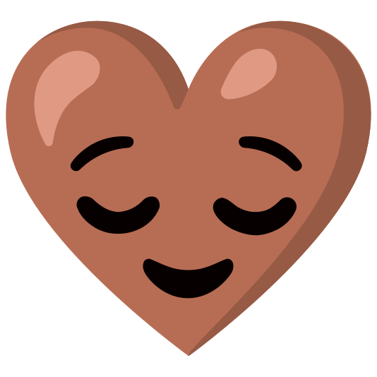 Relieved face and Brown heart