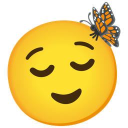 relieved face and butterfly