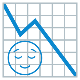 relieved face and chart decreasing