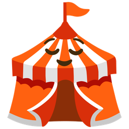 relieved face and circus tent