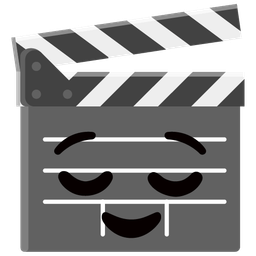 relieved face and clapper board