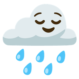 relieved face and cloud with rain