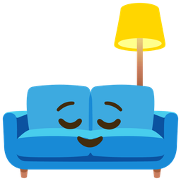 relieved face and couch and lamp