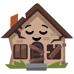 relieved face and derelict house