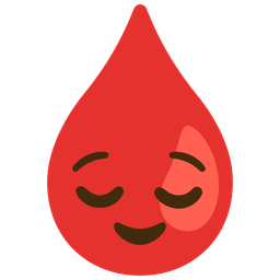 relieved face and drop of blood
