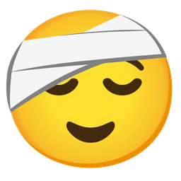 relieved face and face with head-bandage