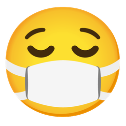 relieved face and face with medical mask