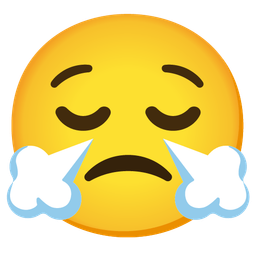 relieved face and face with steam from nose