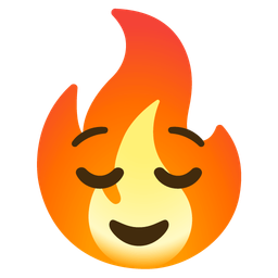 relieved face and fire