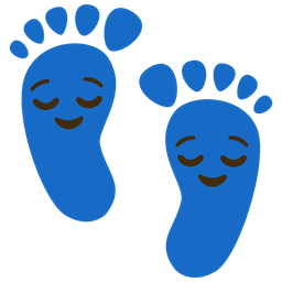 relieved face and footprints