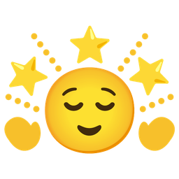 relieved face and glowing star