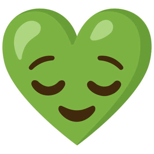 Relieved face and Green heart