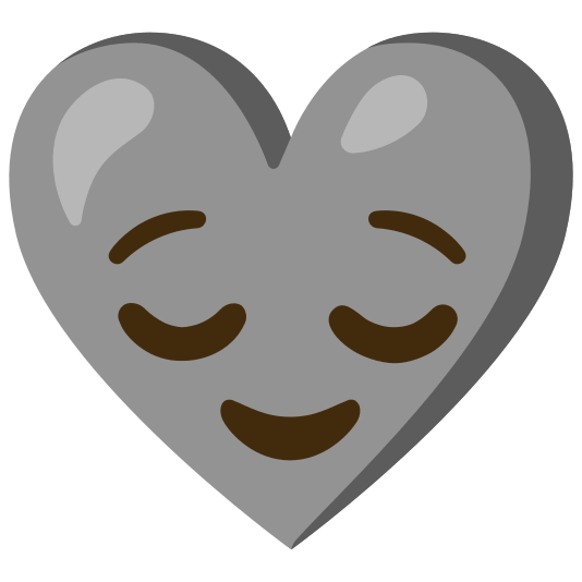 Relieved face and Grey heart