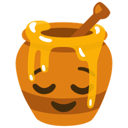 relieved face and honey pot
