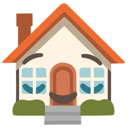 relieved face and house