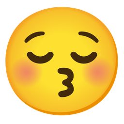 Relieved face and Kissing face with closed eyes