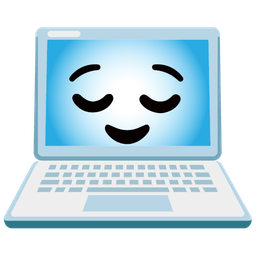 relieved face and laptop