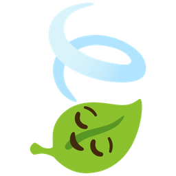 relieved face and leaf fluttering in wind