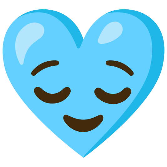 Relieved face and Light blue heart