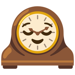 relieved face and mantelpiece clock