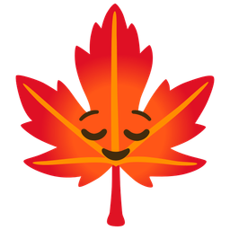 relieved face and maple leaf