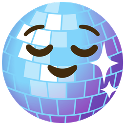 relieved face and mirror ball