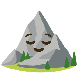 relieved face and mountain