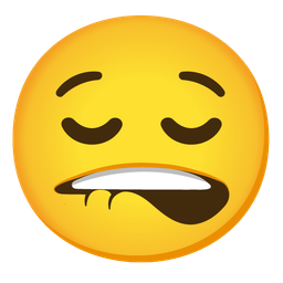 relieved face and mouth