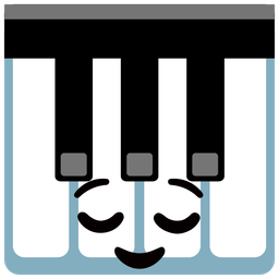 relieved face and musical keyboard