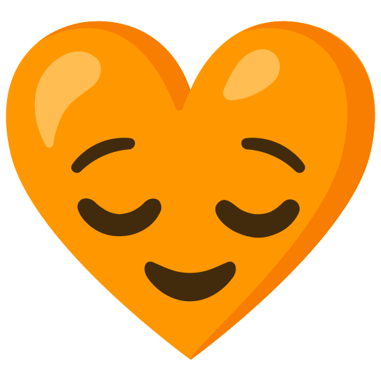 Relieved face and Orange heart