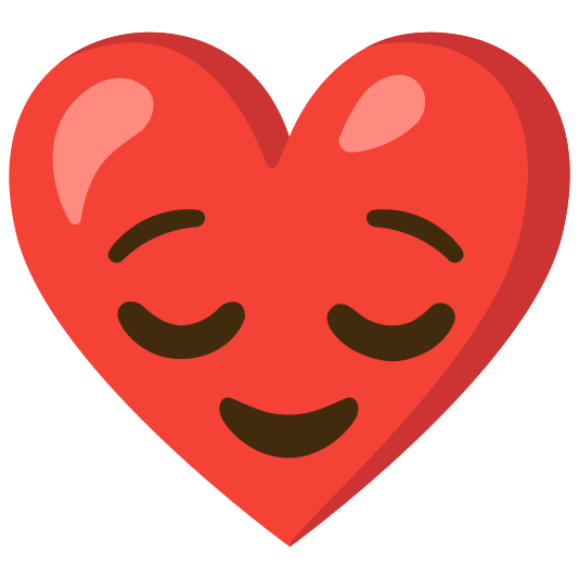 Relieved face and Red heart