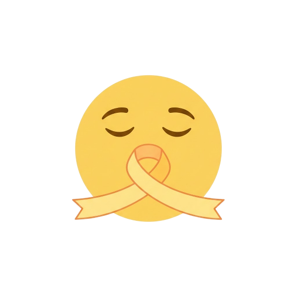 Relieved face and Reminder ribbon