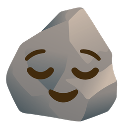 relieved face and rock