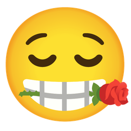 relieved face and rose