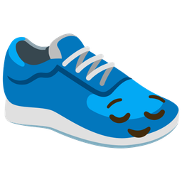 relieved face and running shoe