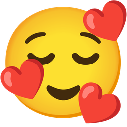 Relieved face and Smiling face with hearts