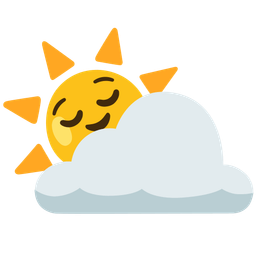relieved face and sun behind cloud