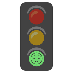relieved face and vertical traffic light