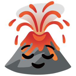 relieved face and volcano