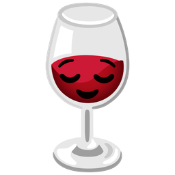 relieved face and wine glass