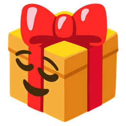 relieved face and wrapped gift