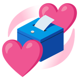 revolving hearts and ballot box with ballot