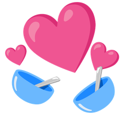 revolving hearts and bowl with spoon